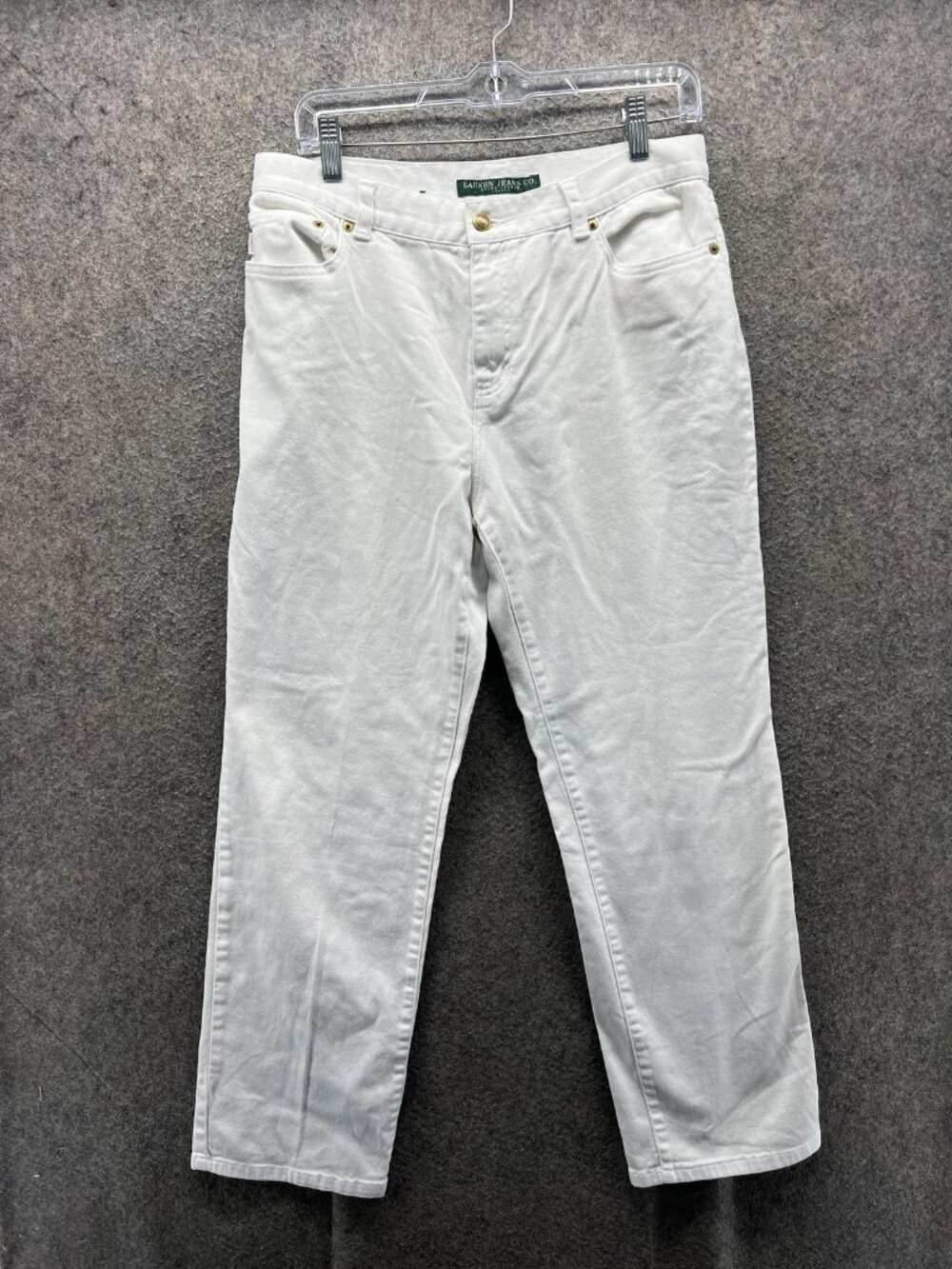 Lauren Jeans Co Jeans Womens 10P White High Rise Straight Stretch Denim Pants